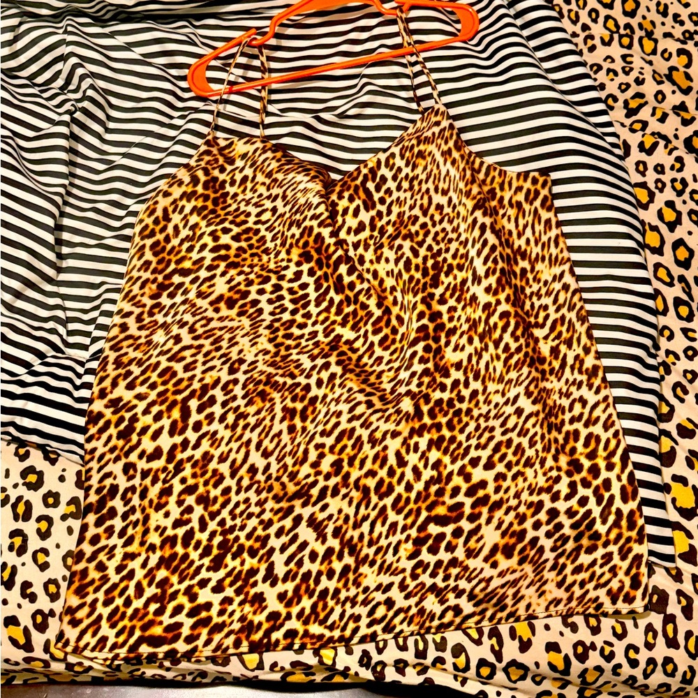 Y2K Cheetah print silk top